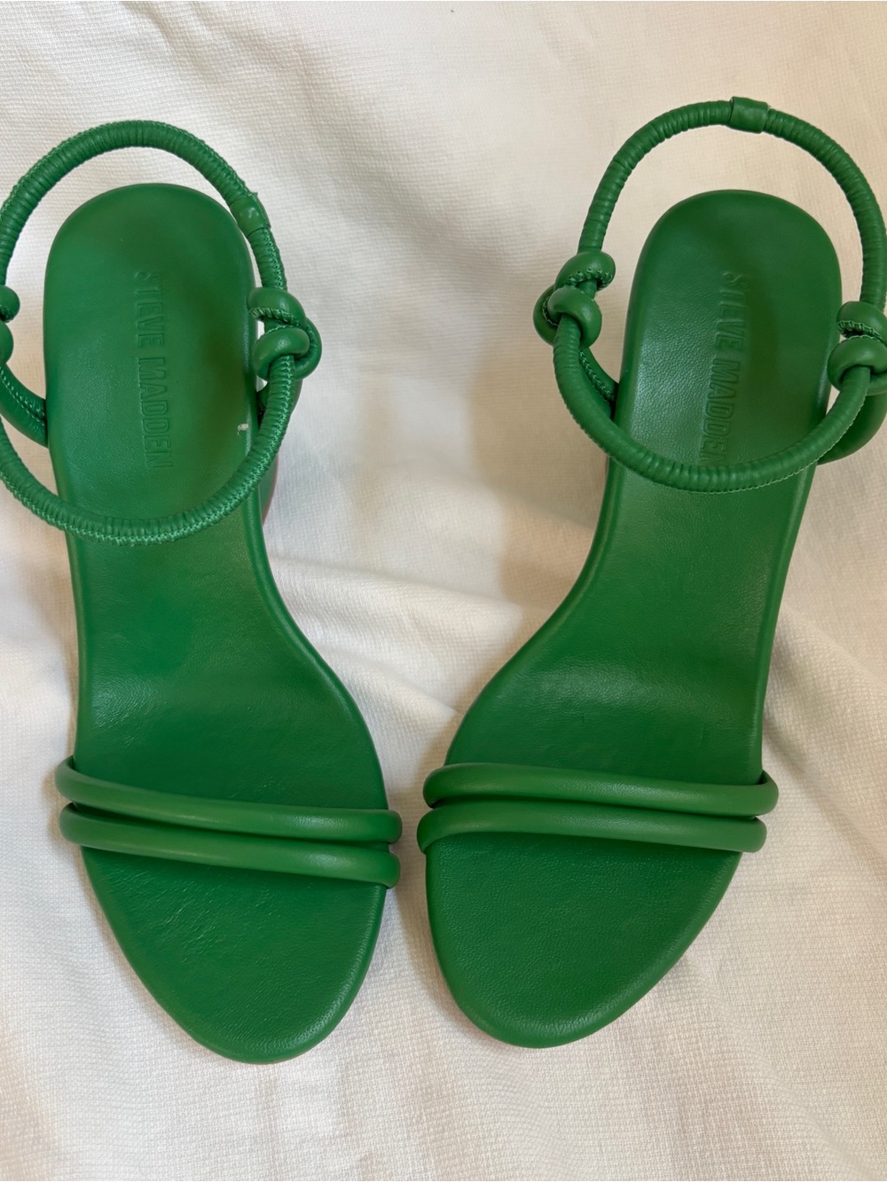 Steve Madden Green leather Knotted Block Heels